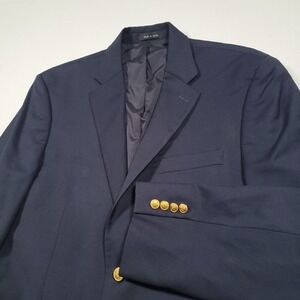 Lauren Ralph Lauren Blazer Mens 39R Blue Wool Gold Button Suit Sport Coat Jacket
